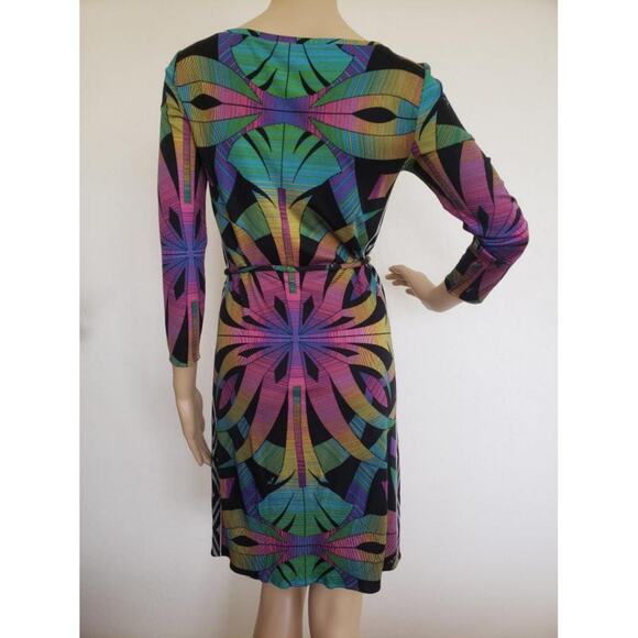 Emilio Pucci Black Multicolor Signature Print Belted Dress 4 US - Picture 5 of 10